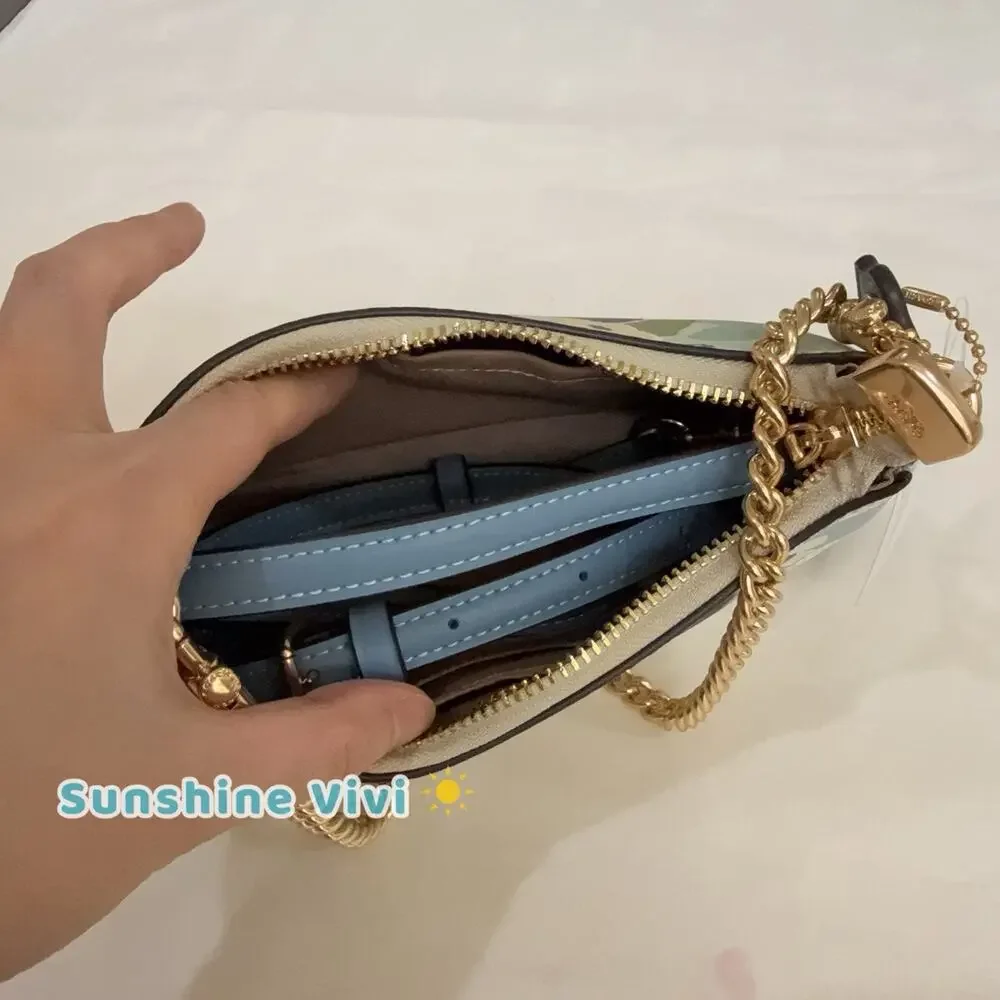NWT Coach CBG63 Teri Mini Crossbody Bag With Floral Print Gold/Blue Bell Multi